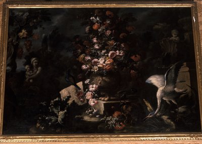 Still Life in a Landscape with a Female Figure by German School